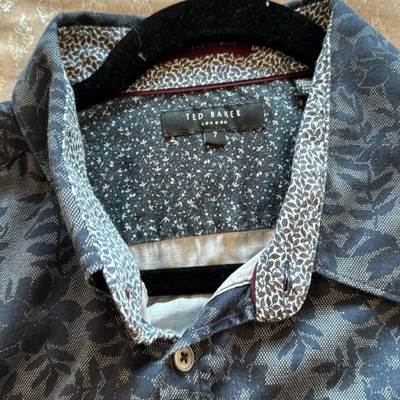 Ted Baker Twoaces Navy Floral Cotton Button Down Shirt Size 46 - Picture 10 of 15